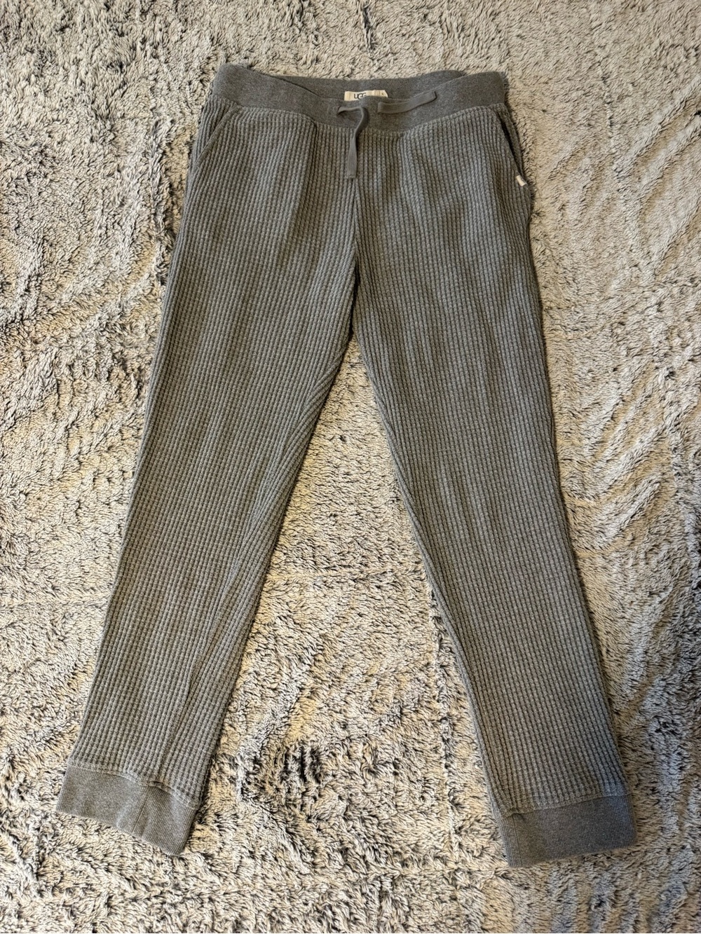 Waffle Knit Jogger Pants - Gray
